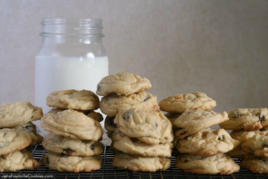 Chocolate Chip Pudding Cookies from JensFavoriteCookies.com -  Pudding makes the cookies SO soft and chewy!