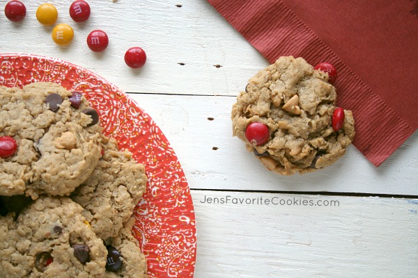 Monster Cookies from JensFavoriteCookies.com  -  These large peanut butter oat cookies are sure to be a hit with your little monsters! 