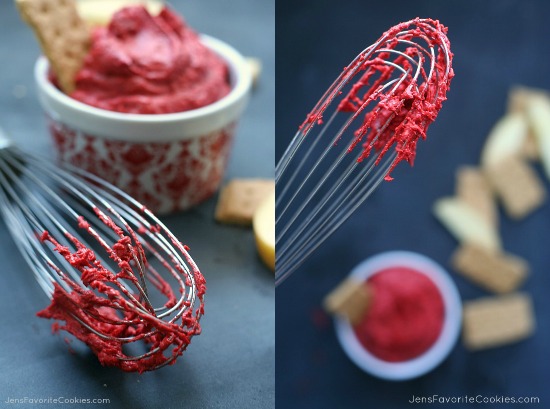 Red Velvet Cake Batter Dip from Jen's Favorite Cookies- this easy cream cheese dip tastes just like red velvet cake batter!