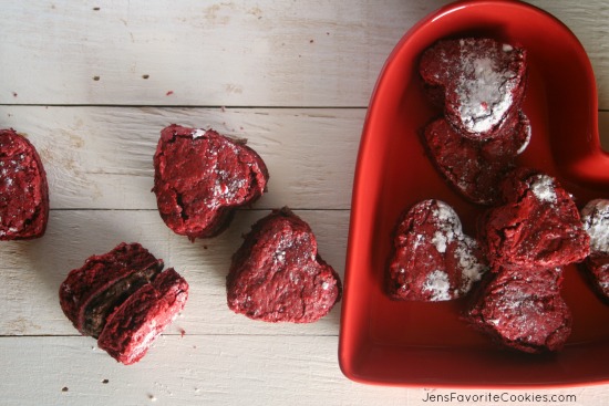 Red Velvet Heart Sandwich Cookies from Jen's Favorite Cookies