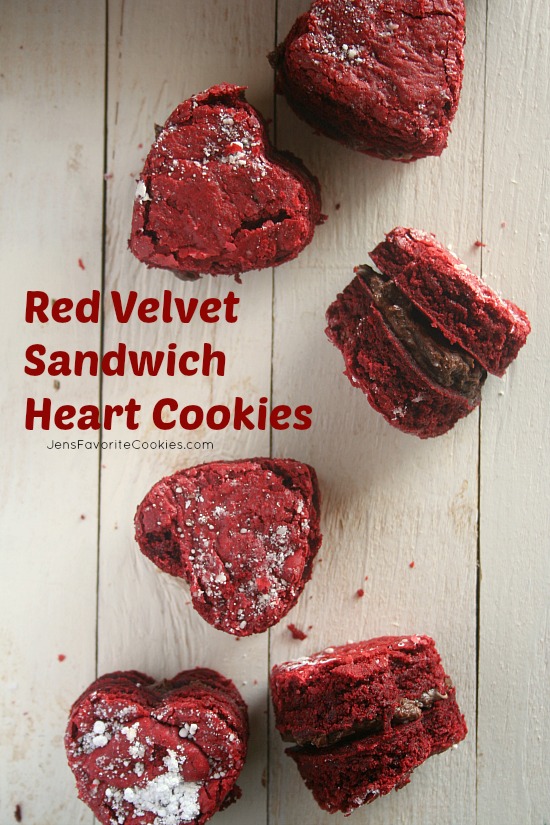 Red Velvet Heart Sandwich Cookies from Jen's Favorite Cookies