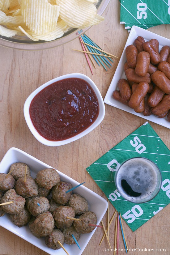 Sweet & Tangy Meatball Dip from Jen's Favorite Cookies - also great with Lil Smokies!  Perfect for game day get togethers!