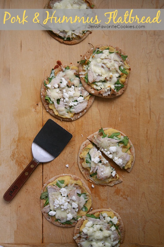 Pork and Hummus Flatbread Bites from JensFavoriteCookies.com  