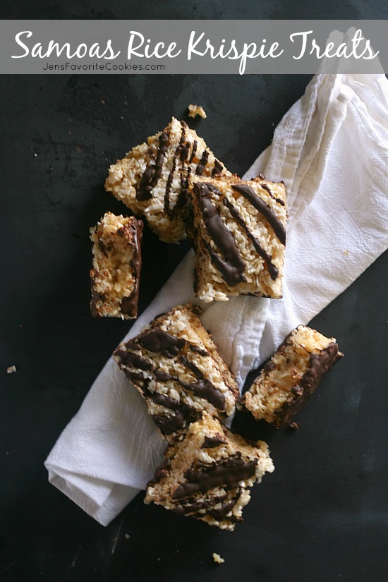 Samoas Rice Krispie Treats from JensFavoriteCookies.com  