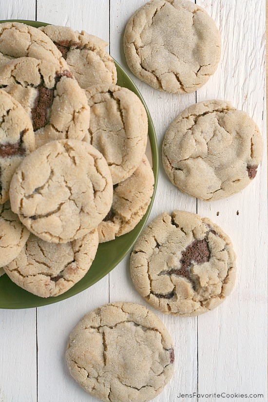 Chocolate Stuffed Peanut Butter Cookies from JensFavoriteCookies.com - for #chocPBday !  Come check out all 31 amazing chocolate and peanut butter recipes!