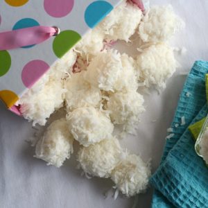 Bunny Tails!  These super easy Coconut Truffles make a great Easter treat.  From JensFavoriteCookies.com 