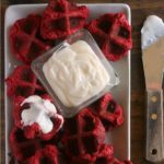 Red Velvet Waffle Iron Cookies from JensFavoriteCookies.com - SO fast and easy to make, with a red velvet cake mix!