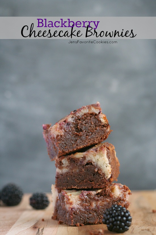 Blackberry Cheesecake Brownies from JensFavoriteCookies.com for National Cheesecake Day