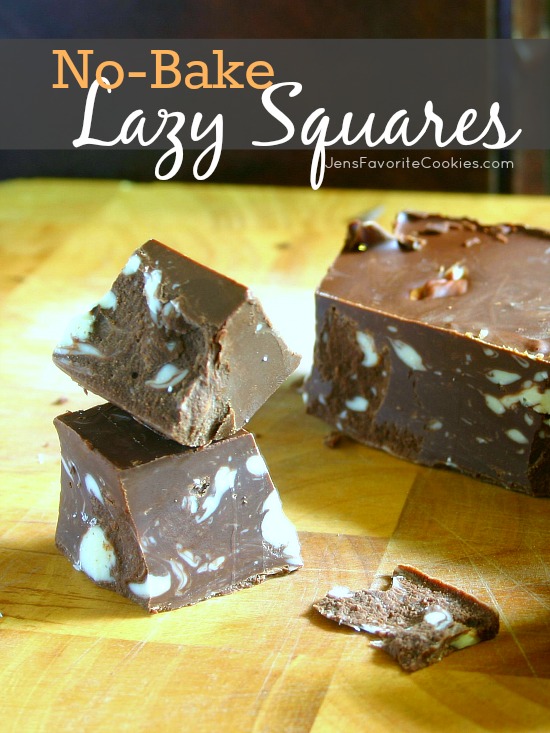 No-Bake Lazy Squares from JensFavoriteCookies - This chocolate candy is SO easy to make!