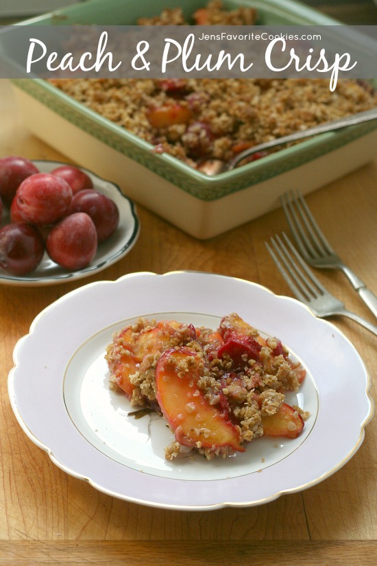 Peach & Plum Crisp from JensFavoriteCookies.com - This fruit crisp recipe is a great way to enjoy the later summer harvest!