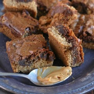 Peanut Butter Brookies from JensFavoriteCookies.com - a layer of peanut butter cookie and a layer of brownie, the ultimate dessert power couple!