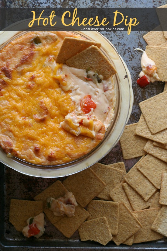 Roasted Red Pepper Hot Cheese Dip from JensFavoriteCookies.com - A warm and spicy crowd pleaser!