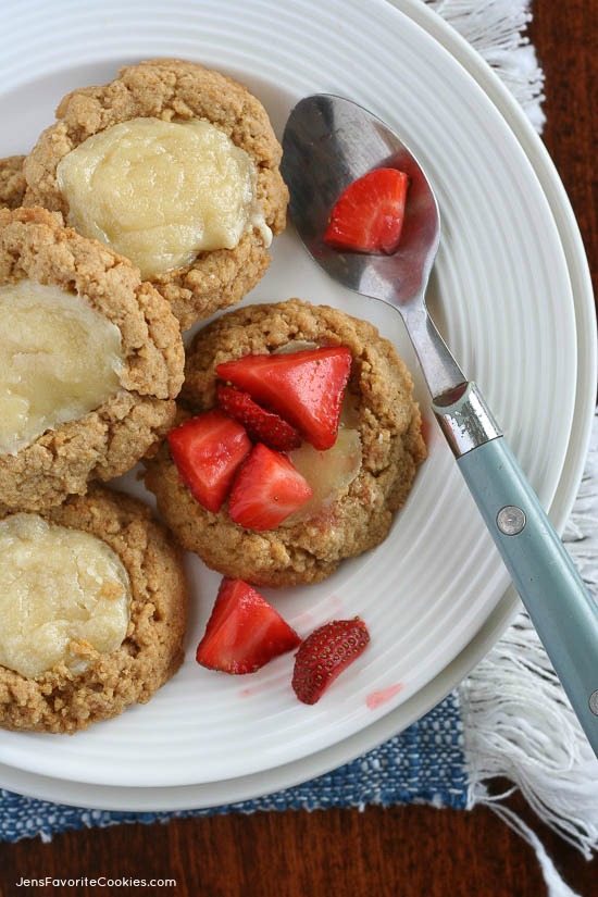 Cheesecake Cookies from JensFavoriteCookies.com - these are just like miniature cheesecakes, and taste great topped with fresh berries!