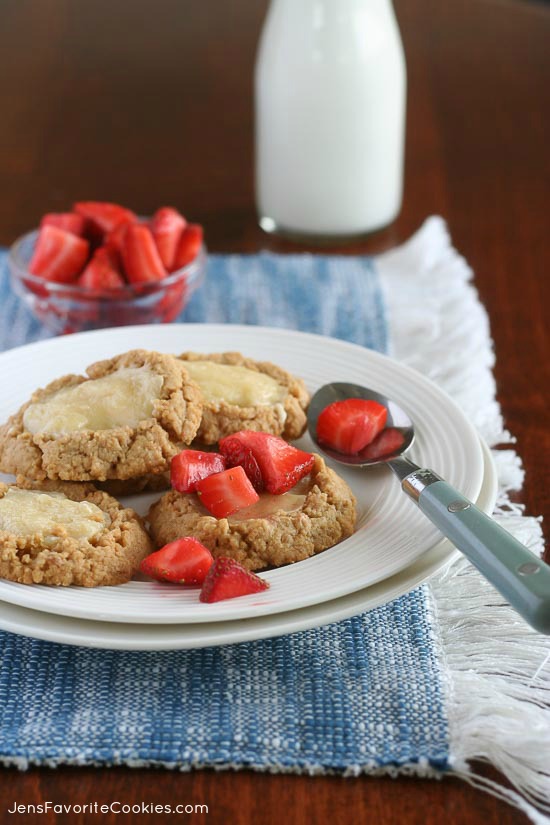 Cheesecake Cookies from JensFavoriteCookies.com - these are just like miniature cheesecakes, and taste great topped with fresh berries!