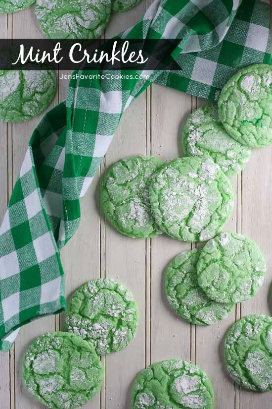 Mint Crinkles from JensFavoriteCookies - a fun and easy way to customize your cake mix cookies!