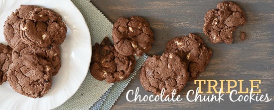 triple chocolate chunk cookies