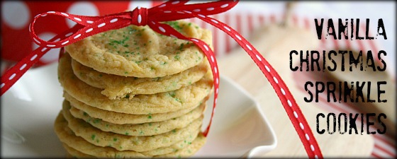 vanilla christmas sprinkle cookies featured