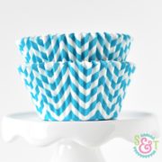 Aqua Chevron Cupcake Liners