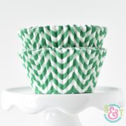 Green Chevron Cupcake Liners