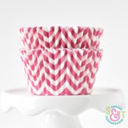 Pink Chevron cupcake liners