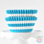 Aqua Stripe Cupcake Liners