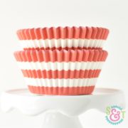 Coral Stripe Cupcake Liners