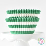 Green Stripe Cupcake Liners