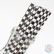 Black Checkered Paper Straws