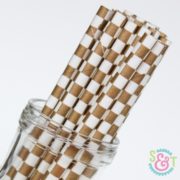 Gold Checkered Paper Straws