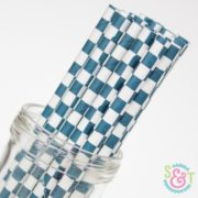 Navy Checkered Paper Straws