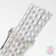 Silver Checkered Paper Straws