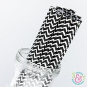 Black Chevron Paper Straws