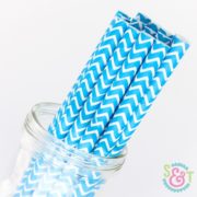 Blue Chevron Paper Straws