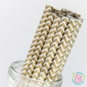 Gold Chevron Paper Straws