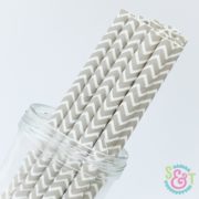 Gray Chevron Paper Straws