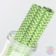 Green Chevron Paper Straws