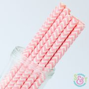 Light Pink Chevron Paper Straws