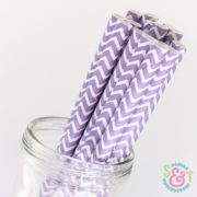 Light Purple Chevron Paper Straws