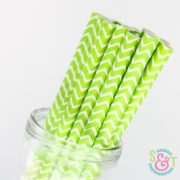 Lime Chevron Paper Straws