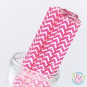 Pink Chevron Paper Straws