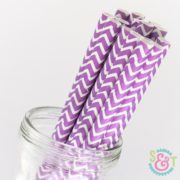 Purple Chevron Paper Straws