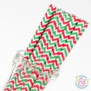 Red and Green Chevron Paper Straws