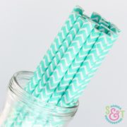 Teal Chevron Paper Straws