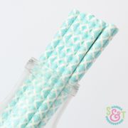 Aqua Damask Paper Straws