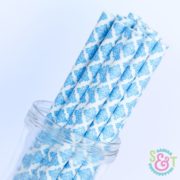 Blue Damask Paper Straws