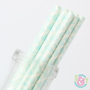 Light Blue Damask Paper Straws