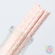 Light Pink Damask Paper Straws