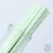 Mint Damask Paper Straws