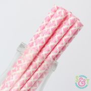 Pink Damask Paper Straws