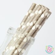 Gray Dots Paper Straws